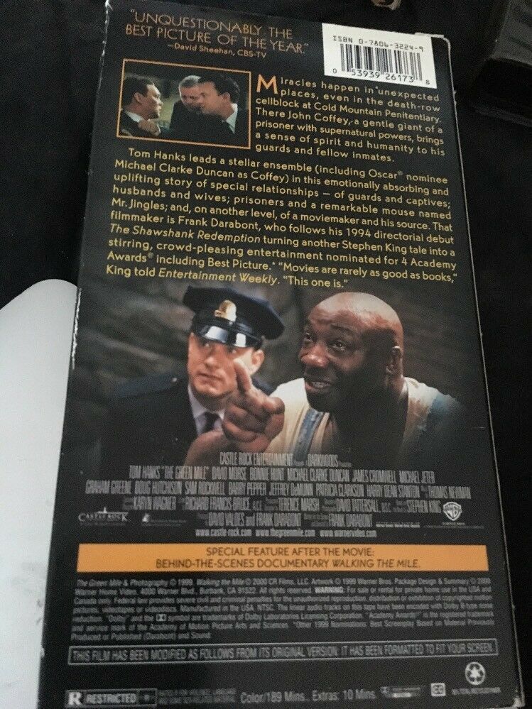 The Green Mile VHS, 2000, Collector's Edition - With Documentary Tom ...