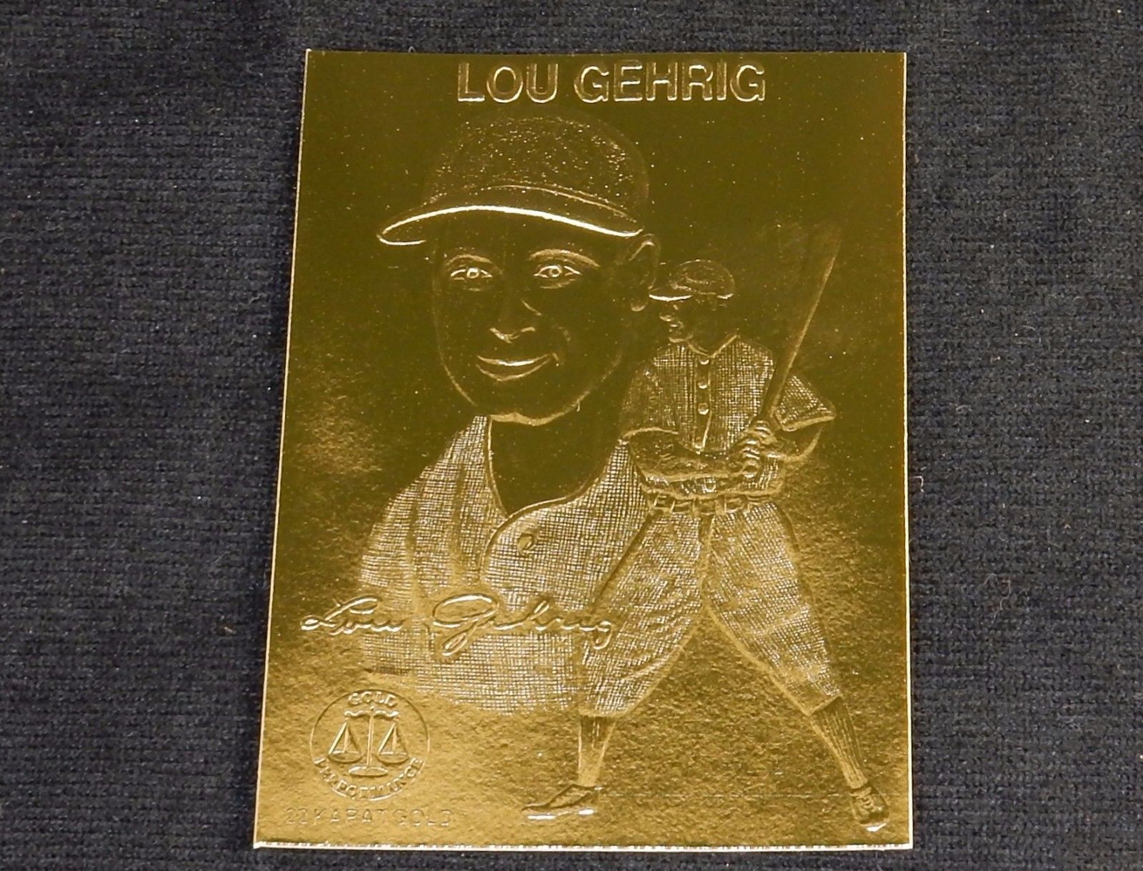 Lou Gehrig 22k Gold Foil Baseball Card, 1996, Plastic Holder, w