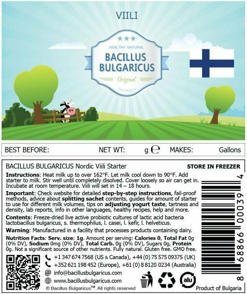 Bacillus BULGARICUS viili Finnish Style Yogurt Starter(makes 64oz2