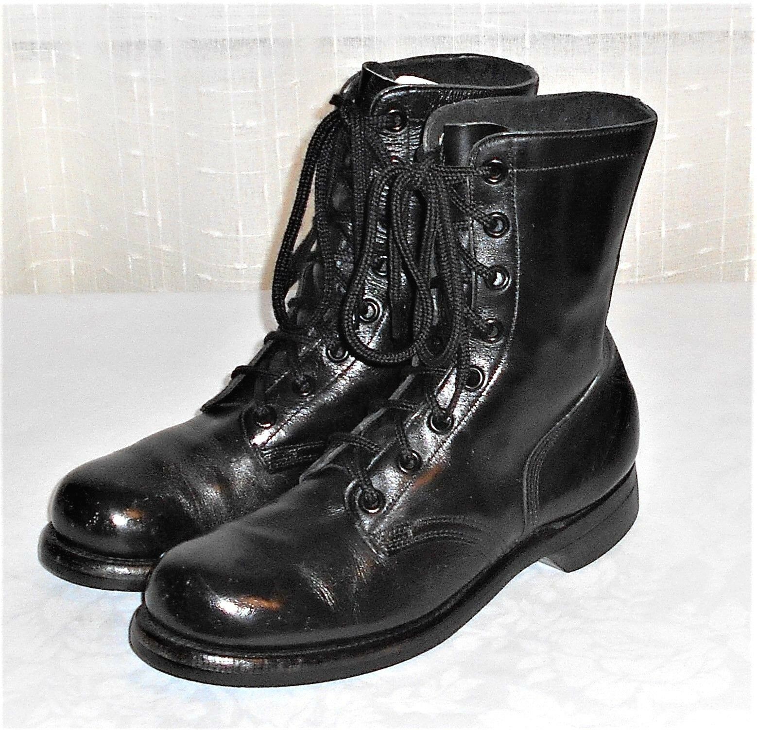 Black Leather Vintage Military Combat Lace Up Boot Vietnam Era Size 8 R