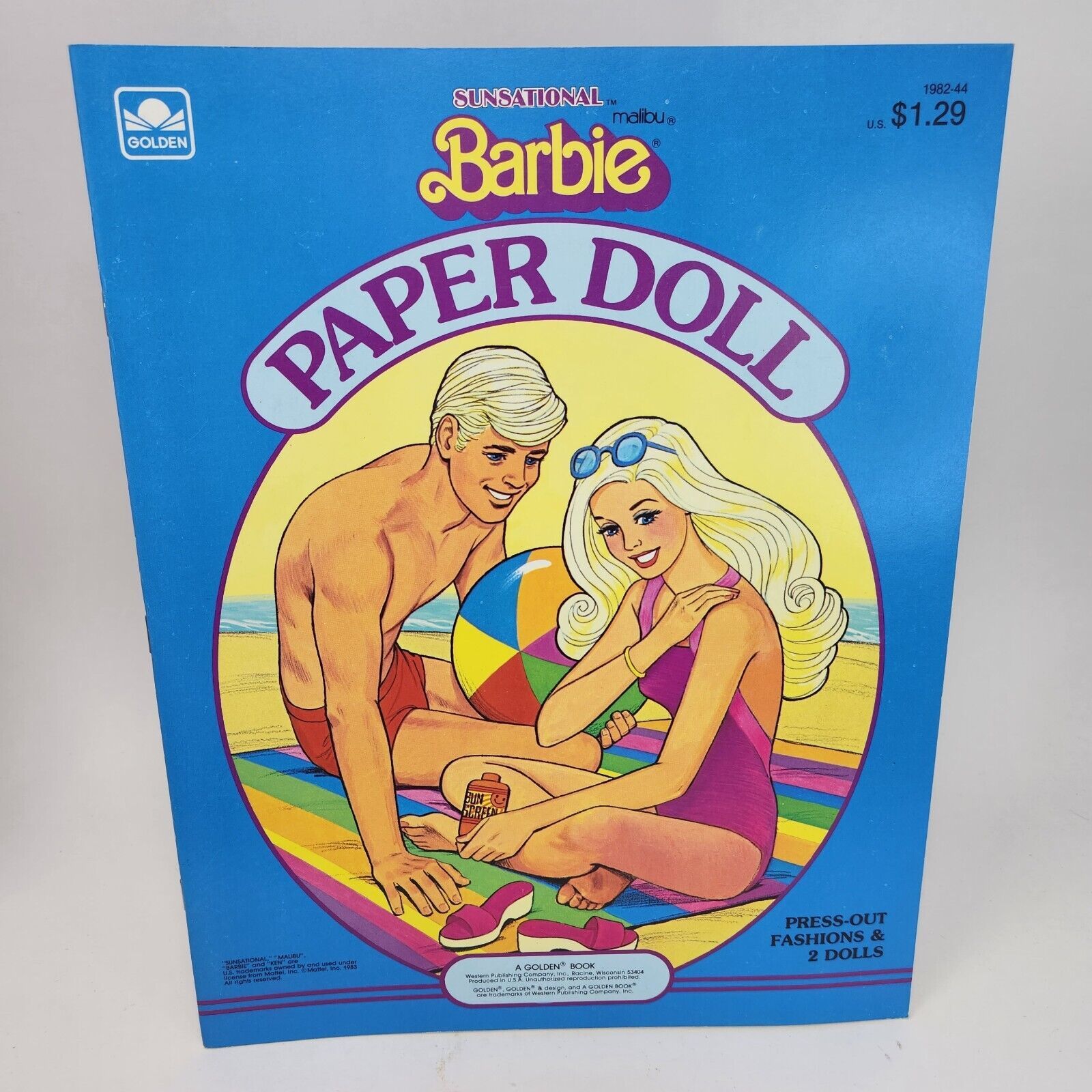 VINTAGE 1983 SUNSATIONAL MALIBU BARBIE PAPER DOLL MATTEL BOOK NEVER USED GOLDEN - $32.36