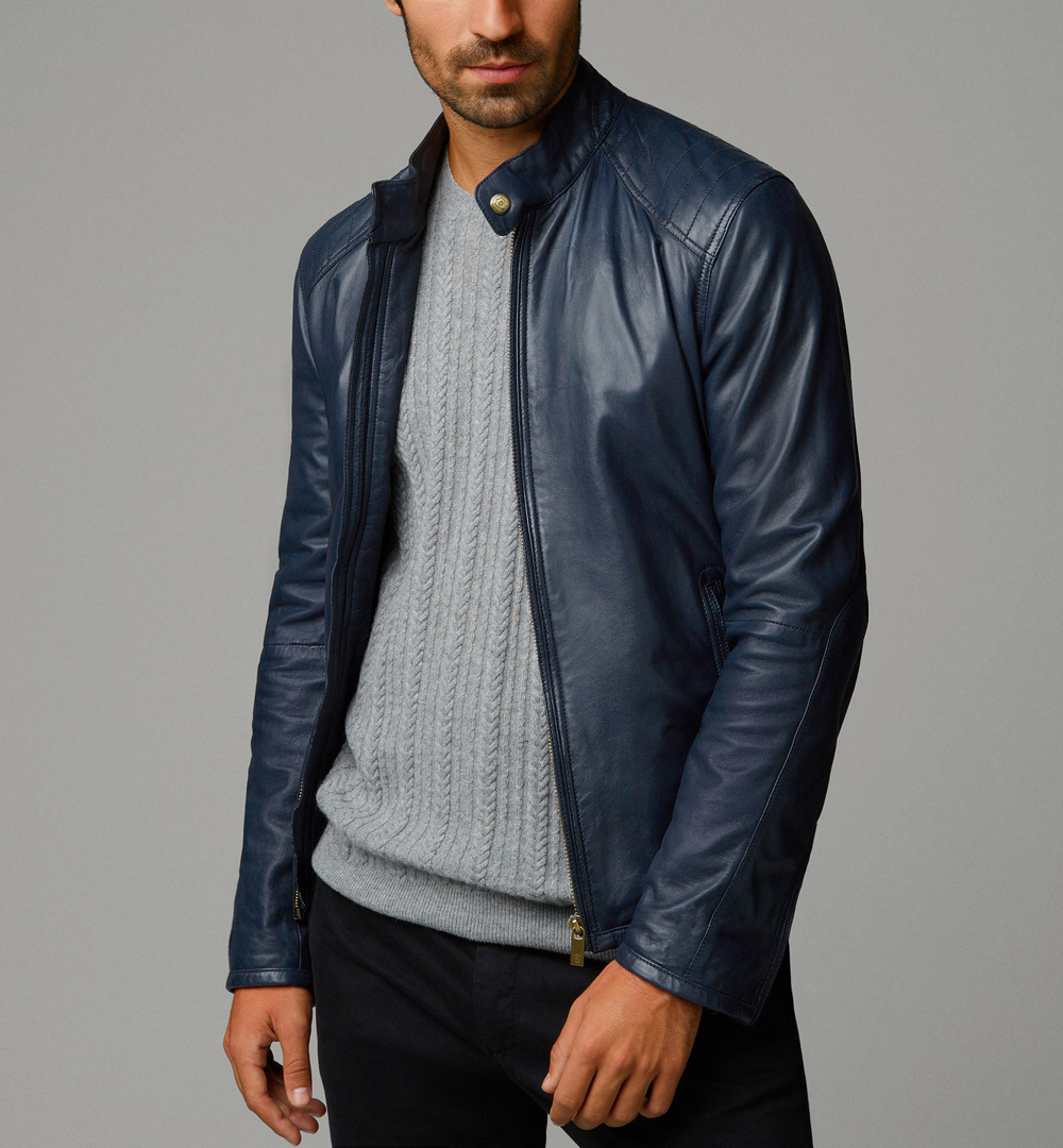 Mens fashion Blue leather jacket, Mens real leather jackets, Mens