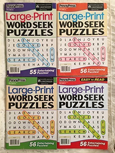 Lot of 4 Penny Press LARGE PRINT Word Seek Puzzles Search Books Full