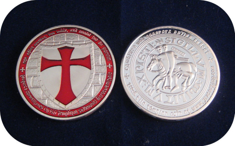 Knights Templar Coin V Red Cross / Masonic Coin .999 Silver - Elongated