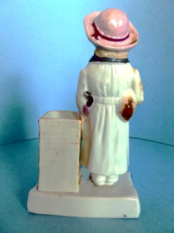 Antique English Match Holder Striker Victorian Staffordshire Ceramic