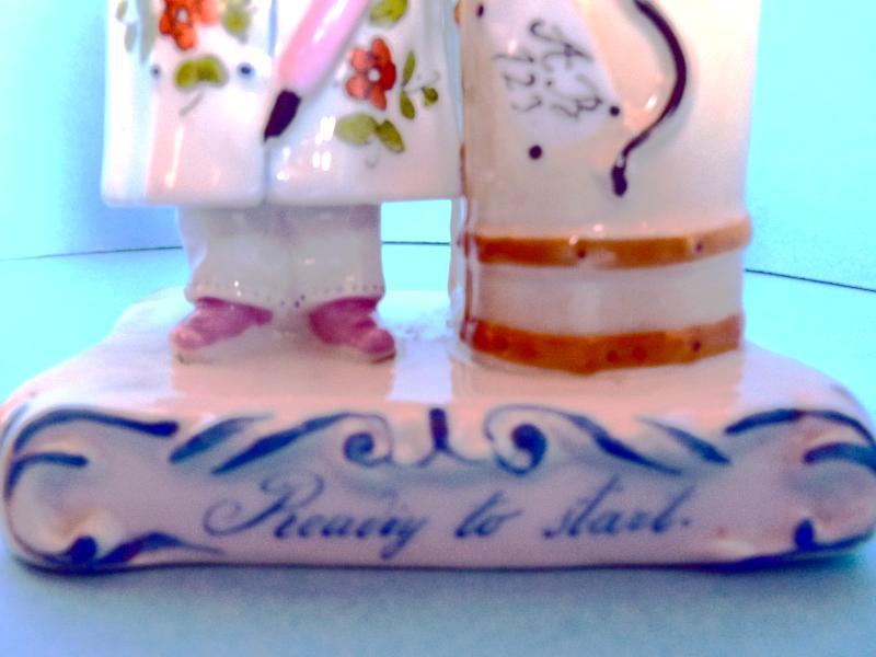 Antique English Match Holder Striker Victorian Staffordshire Ceramic