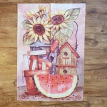 Vintage Garden Flag, Large, Diane Knott design, Country Sunflower Birdhouse image 1