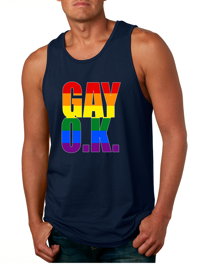 Men's Tank Top Gay OK Rainbow Pride Colors Support Love - Shirts