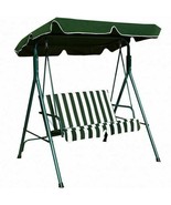 Durable Loveseat Green Cushioned Patio Steel Frame Swing Glider - - £162.99 GBP