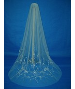 1 Tier Ivory Cathedral Length Embroidered Bridal Wedding Veil 100x100 v7... - $24.99