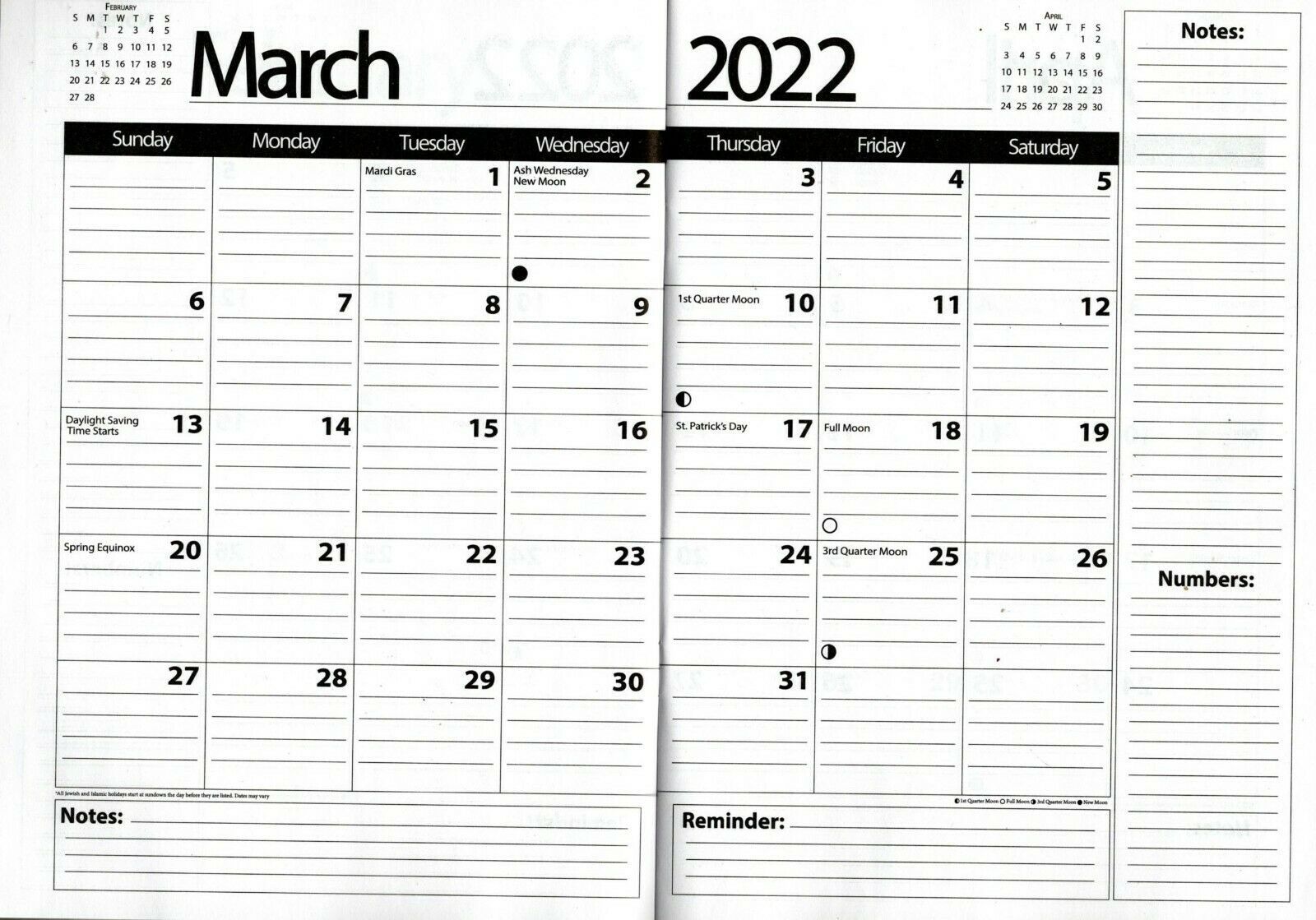 2022 Planner Calendar School College Monthly Agenda + 100 Stickers v2