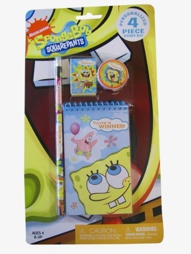 Spongebob Squarepants Stationery -4 Pcs Spongebob Study Kit - School ...