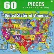 Jigsaw Puzzle USA MAP 50 United States of America 60 Pieces 8.75&quot; x 11.2... - $4.99