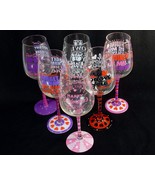 Valentine Wine Glass ~ Novelty Love Quotes Hand Painted On Glass w/Rhinestones - $11.95