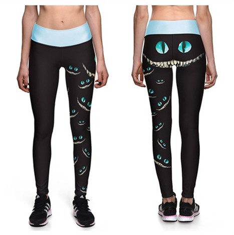 Cheshire Cat Eyes Running High Waisted Womens Leggings We all Mad Workout Tights