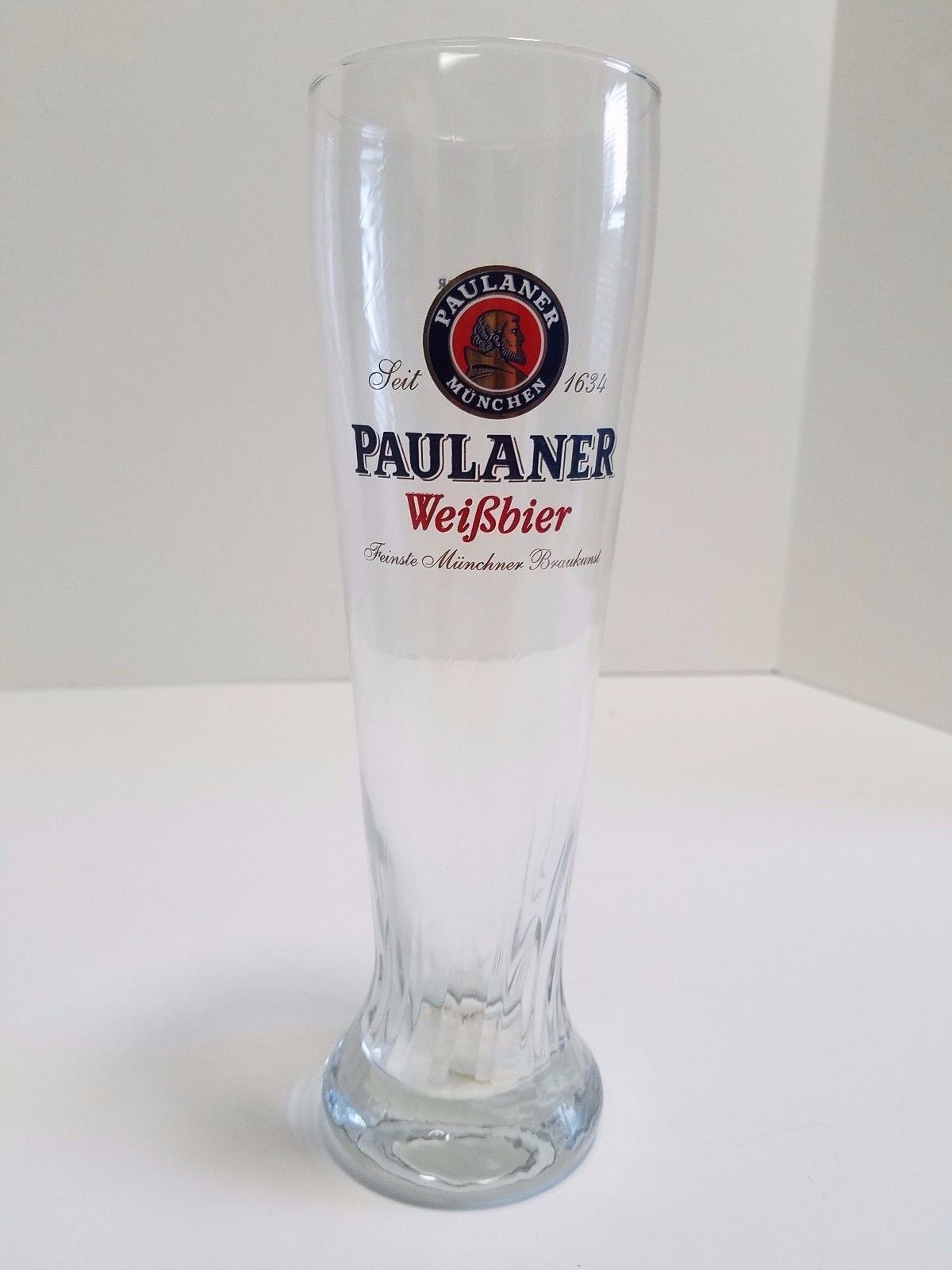 Vintage Paulaner Weissbier Tall Swirled German Beer Glass