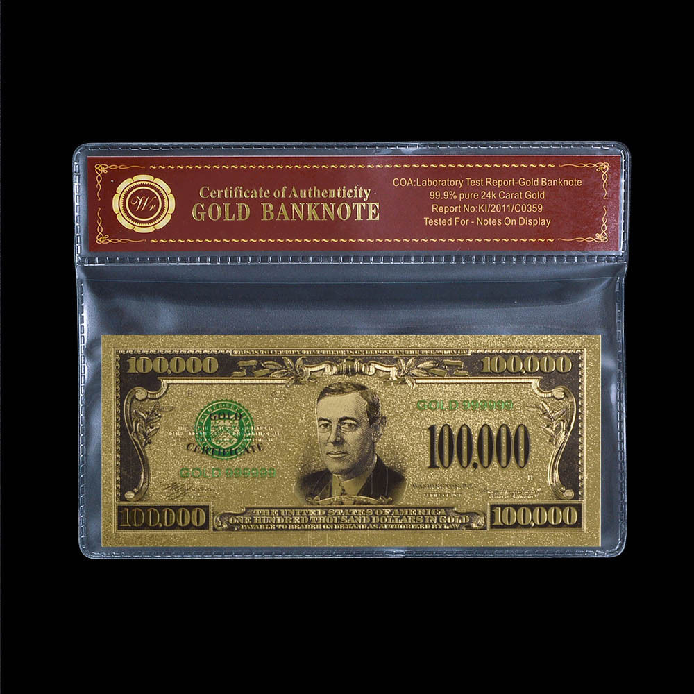 5 US $2 Banknotes USD Gold Foil Old Edition Paper Money $2 Dollar Bills Five