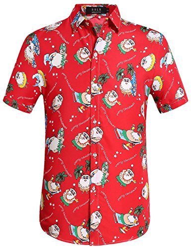 SSLR Men's Tropical Party Santa Claus Casual Hawaiian Ugly Christmas ...