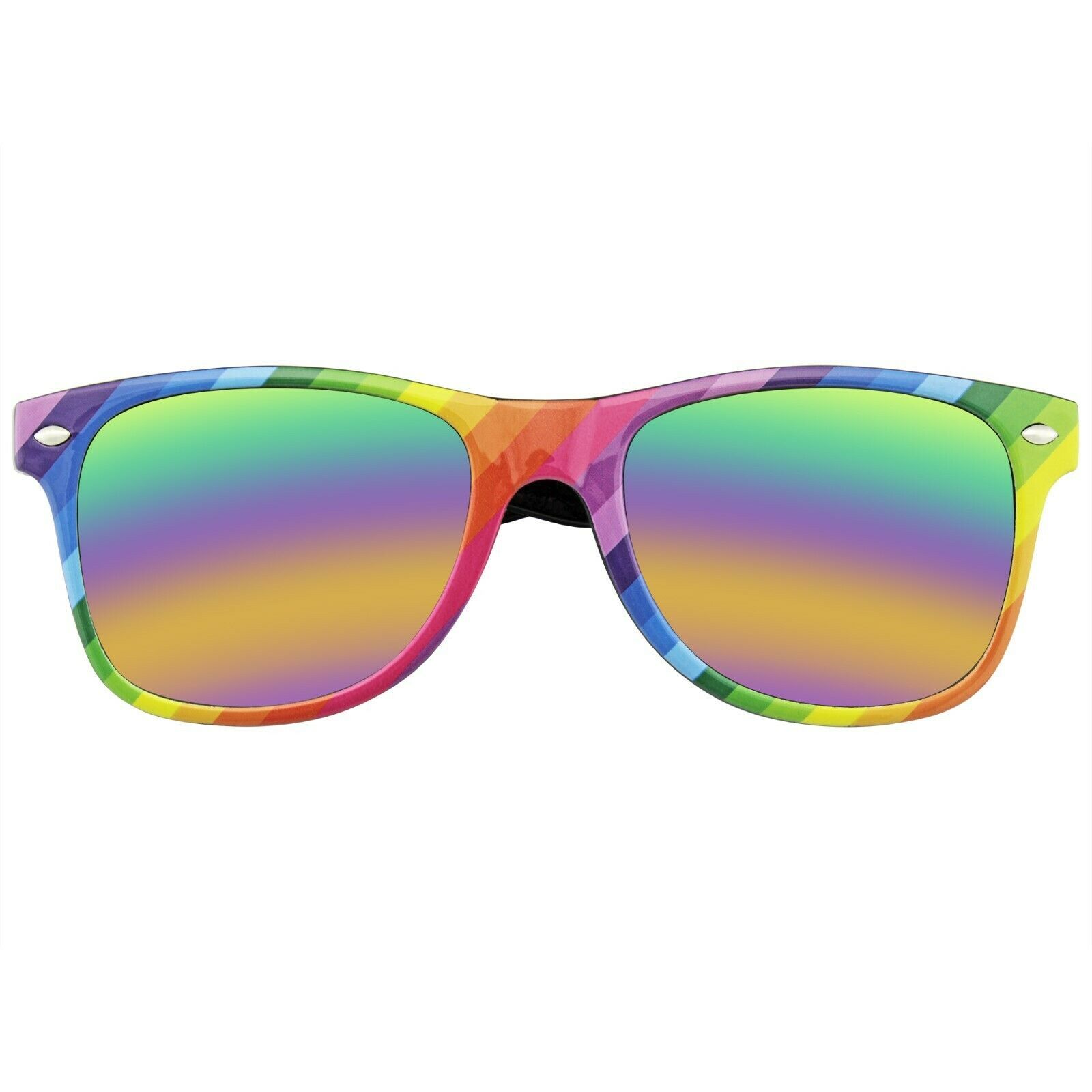 Sunglasses Mens Womens Retro 80s Party Festival Rainbow Mirrored sunglasses CASE