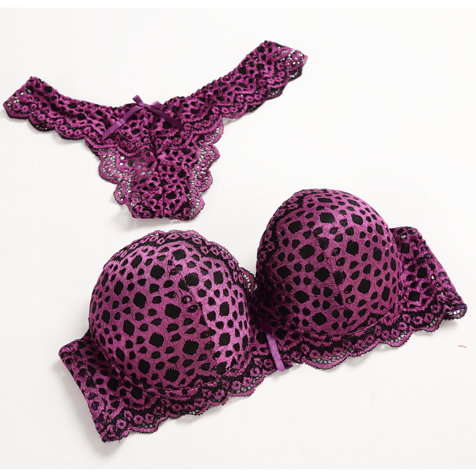 Sexy Leopard Bra Thong Set Push Up Lace Bra And Panty Sets Womens Underwear G Women S Clothing