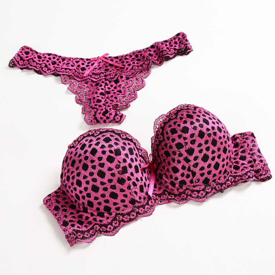 Sexy Leopard Bra Thong Set Push Up Lace Bra And Panty Sets Womens Underwear G Bras And Bra Sets 5165