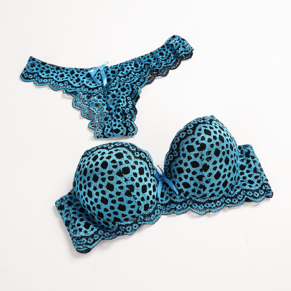 Sexy Leopard Bra Thong Set Push Up Lace Bra And Panty Sets Womens Underwear G Bras And Bra Sets