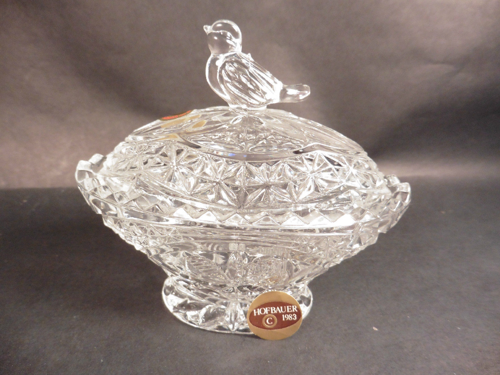 Hofbauer Byrdes Crystal Oval Candy Dish (ca. 1983) - Pottery & Glass