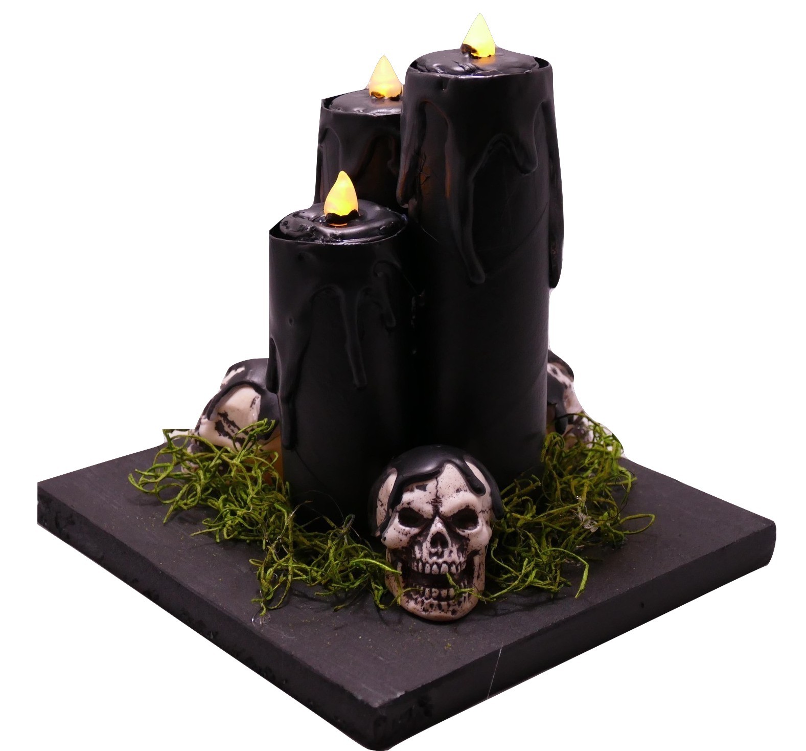 Handmade Spooky Faux Candle Centerpiece Halloween Prop w/Skulls Set of ...