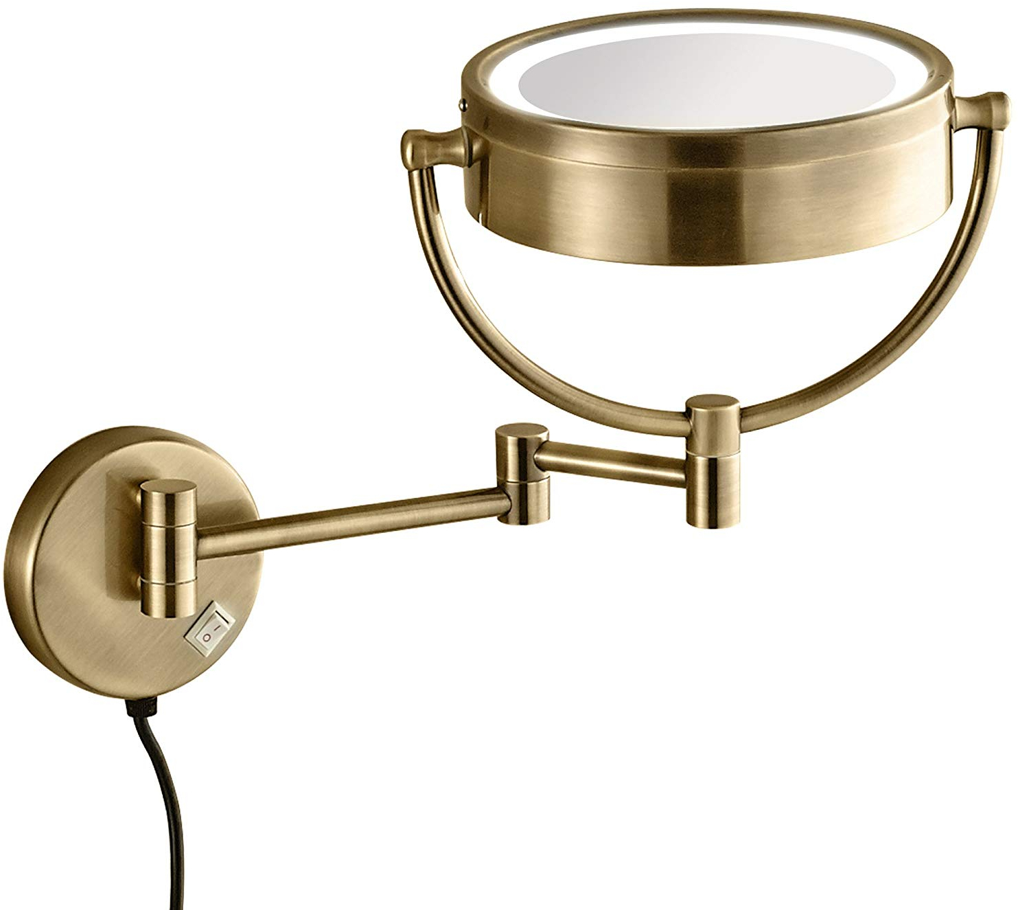 GURUN LED Lighted Makeup Mirror Wall Mounted With 10x Magnification,Antique Bras Compact Mirrors