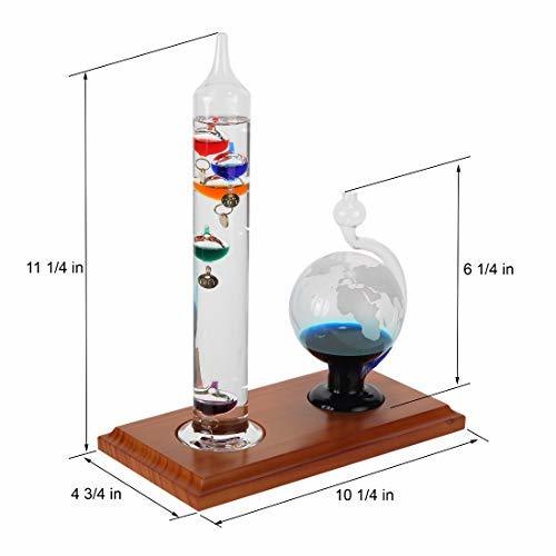 Lily's Home Galileo Thermometer with Etched Glass Globe Barometer, A