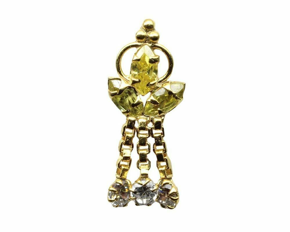 Karizma Jewels Ethnic CZ Studded Nose Stud 22k Gold Filled Piercing Push pin Nose Ring