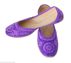 Women Shoes Party Wear Purple Indian Handmade Oxfords Mojaries Flat US 8 - $47.99