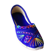 Women Shoes Designer Indian Blue Mojaries Handmade Oxfords Jutties US 6-12 - $47.99
