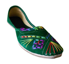 Women Shoes Traditional Indian Handmade Green Leather Oxfords Mojaries US 9.5-12 - $47.99