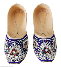 Women Shoes Indian Handmade Traditional Blue Leather Oxfords Mojaries US 6-12 - $44.99