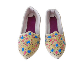 Women Shoes Indian Handmade Mojari Leather Traditional Pointy Flats Jutties US 5 - $42.99