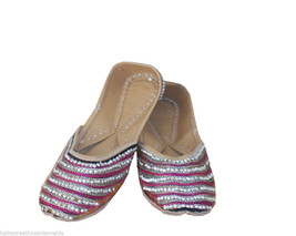 Women Shoes Indian Handmade Wedding Flip-Flops Multi-Color Leather Jutties US 6 - $47.99