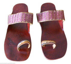 Women SlippersTraditional Handmade Indian Leather Flip-Flops Flat Slip On US 5 - $42.99