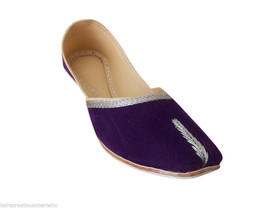 Women Shoes Indian Handmade Mojaries Leather Flip-Flops Purple Jutti US 9.5-12 - $47.99
