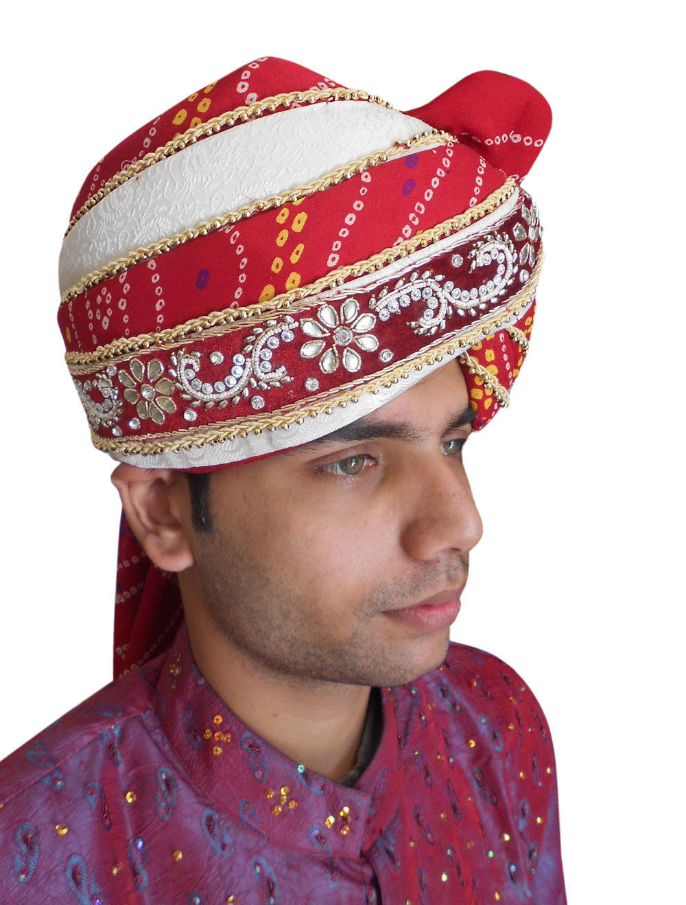 DESIGNER TURBAN LARGE MEN HAT SHERWANI PAGRI GROOM PAG INDIAN HANDMADE