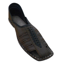 Men Shoes Indian Handmade Traditional Brown Flipflops Designer Mojari US 8 - $54.99