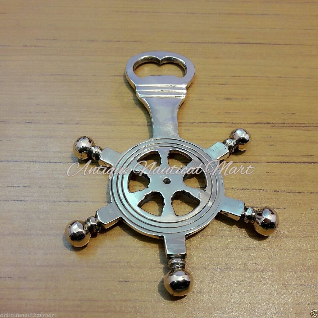Marine Brass Nautical Ship Wheel Bottle Opener in Shiny Polished Finish Openers