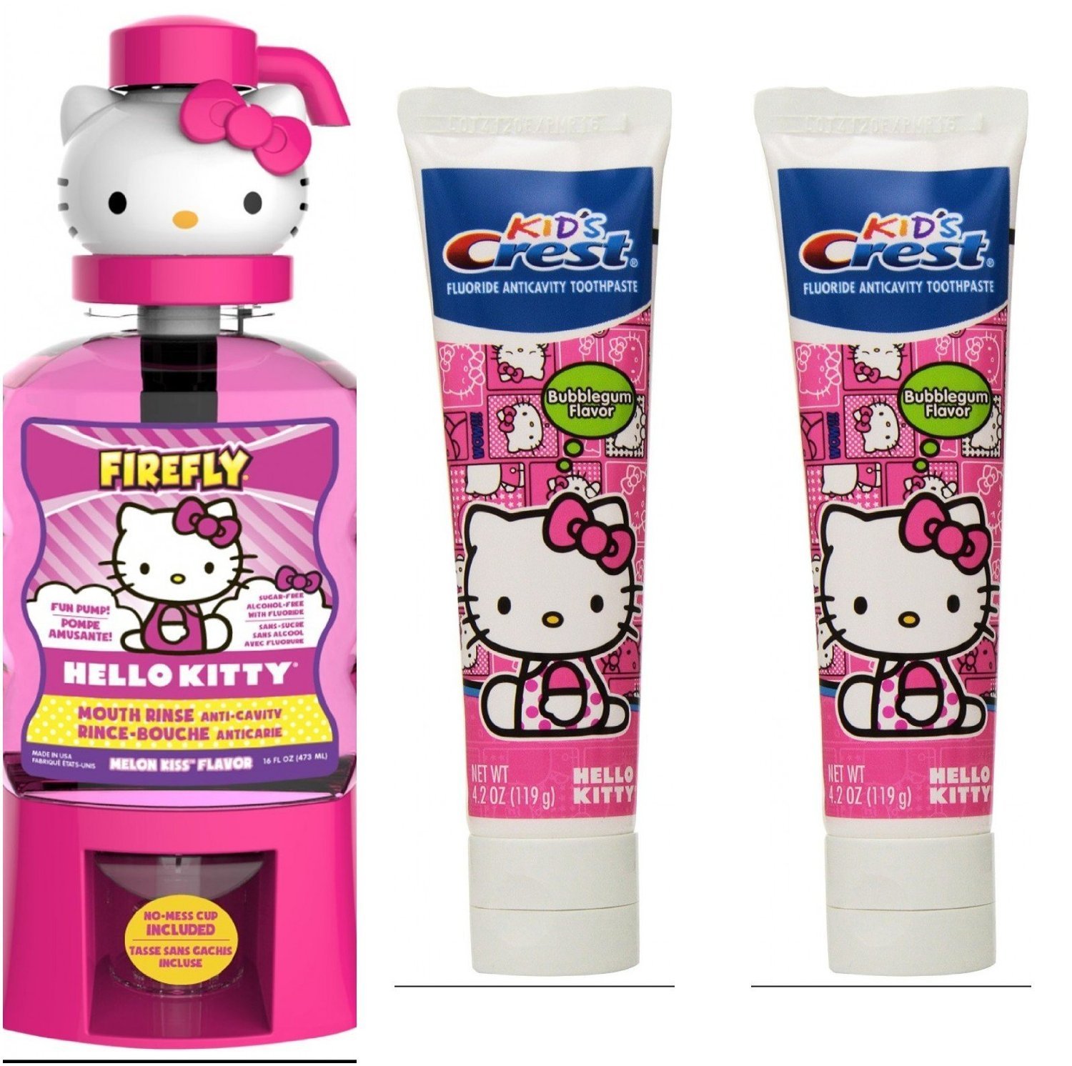 Firefly Hello Kitty 2pk LightUp Timer Toothbrush, Toothpaste