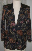RUST &amp; ROSE Floral on NAVY Polyester JACKET Size Large Joseph Gee - $17.98