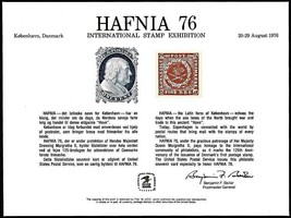 USPS PS22 Souvenir Card, Hafnia 76,  US  &amp; Denmark stamps 1976 - $4.22