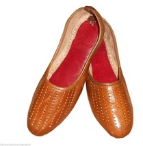 Men Shoes Indian Handmade Leather Mojari Brown Flip-Flops Flat Jutties US 8 - $54.99