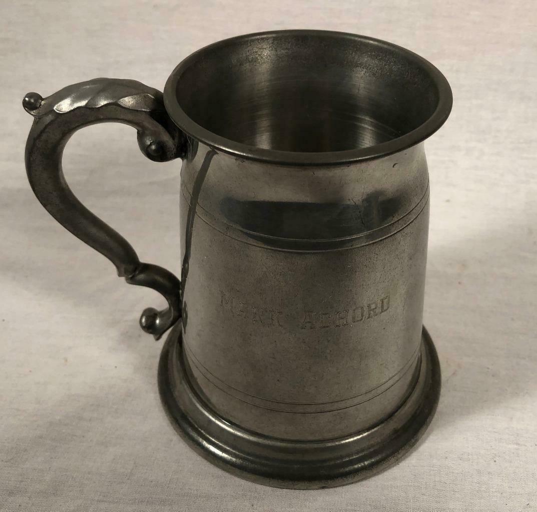 VINTAGE EALES SHEFFIELD GLASS BOTTOM ENGLISH PEWTER MUG STEIN TANKARD