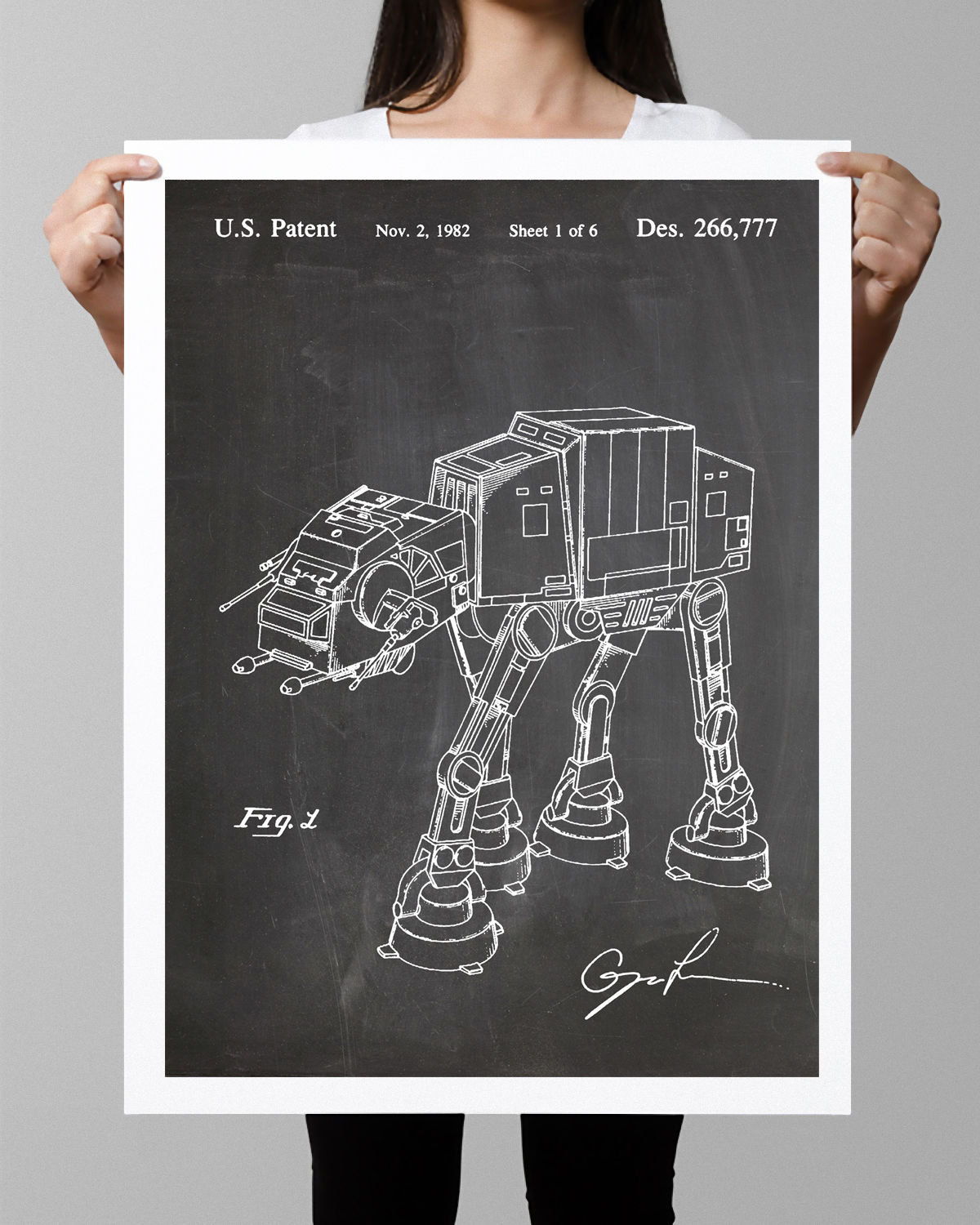 STAR WARS atat imperial walker poster 18x24" blackboard patent art print (Free Art Posters