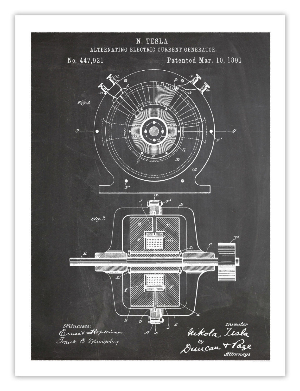 TESLA ALTERNATING ELECTRIC current generator poster 18x24