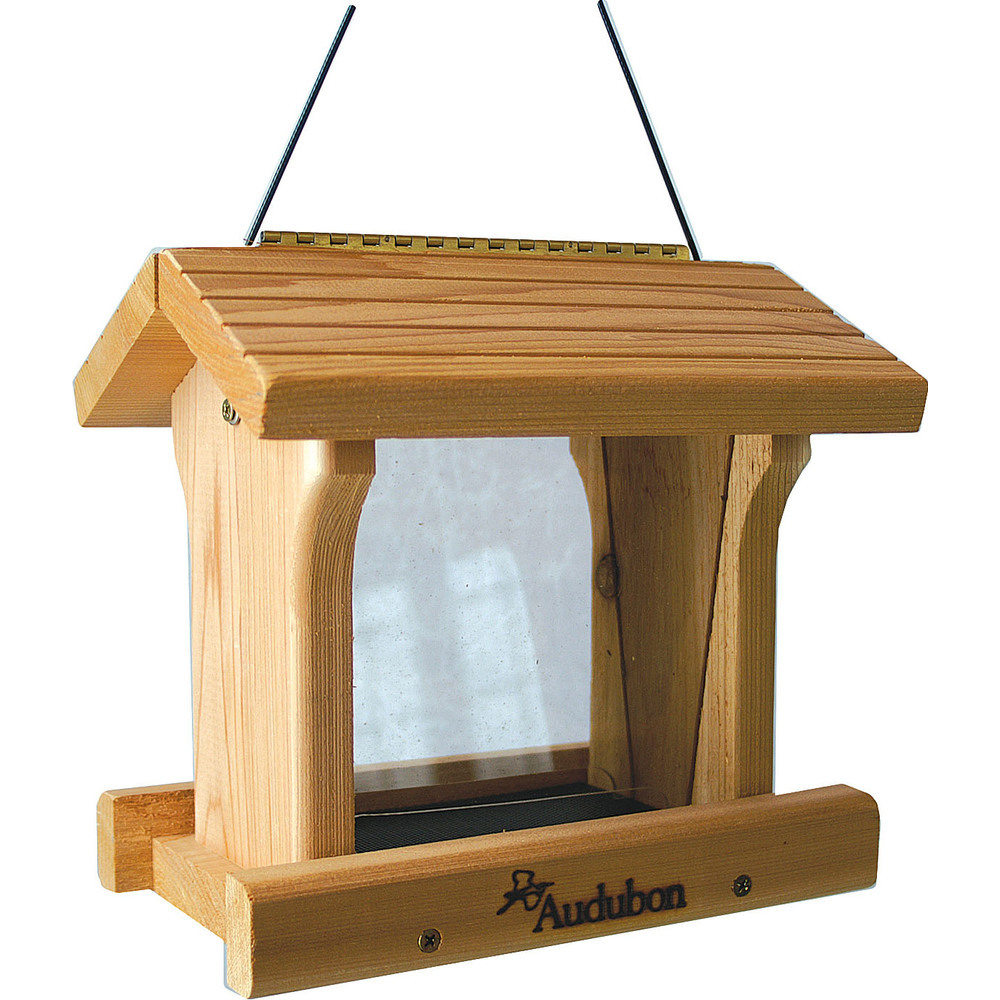 Audubon Woodlink Tan Cedar Wood Ranch Style Bird Feeder 3 Pound Cap